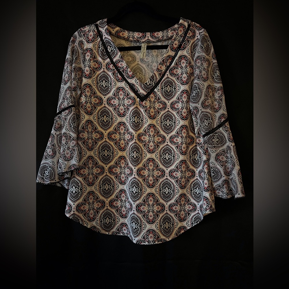 Black and pink silky blouse